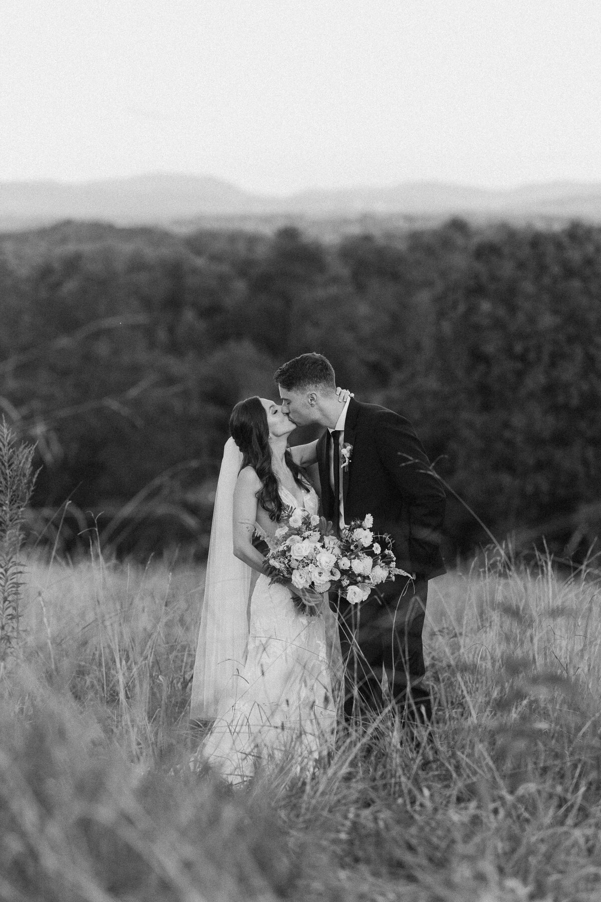Wedding Kiss in the Field
